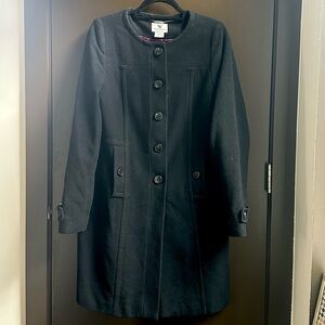 Black Tailored Wool Blend Pea Coat Worthington Women’s Medium Classic